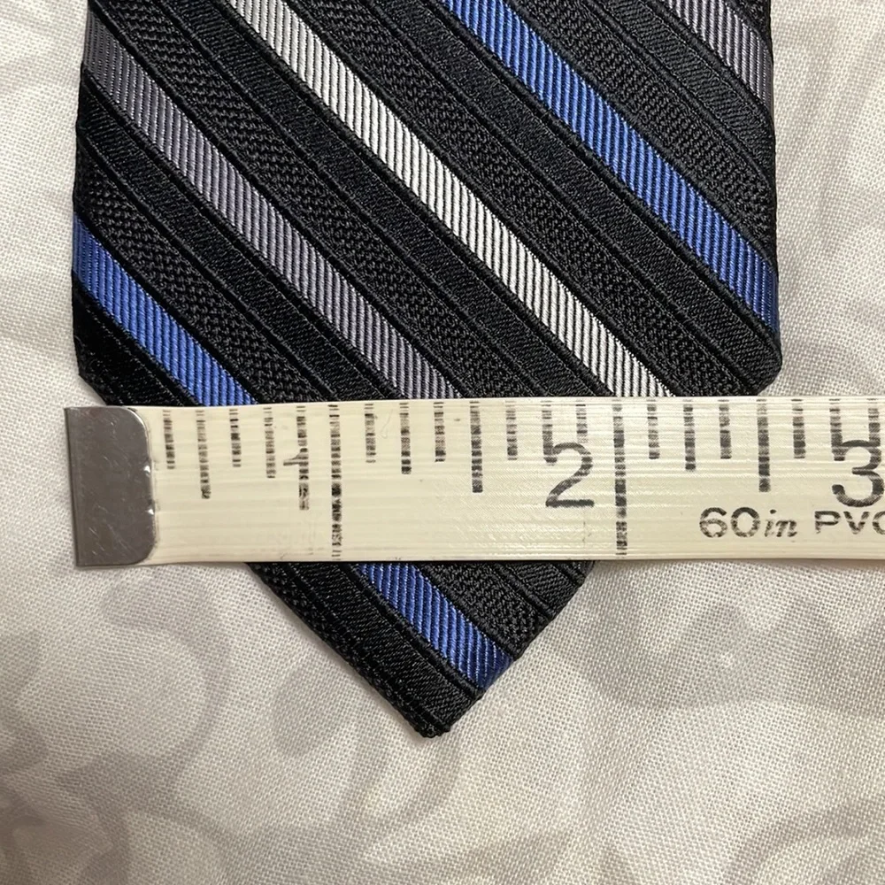 Boy’s Calvin Klein Silk Tie — Blue/Gray/Silver Stripes